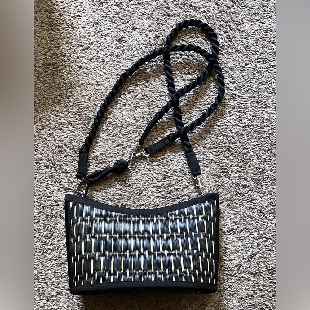 YKK Black and Tan Purse with Strap. NEW.
